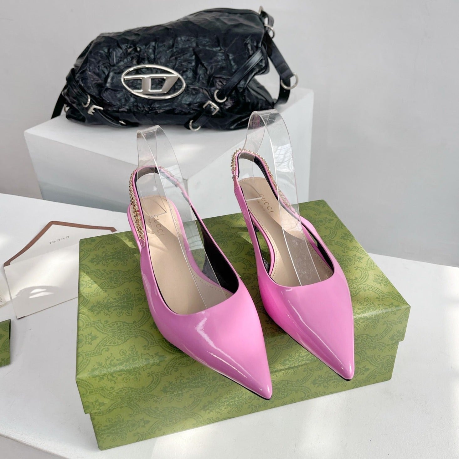 GUCCI SIGNORIA 45 SLINGBACK PUMP TAFFY LAMBSKIN