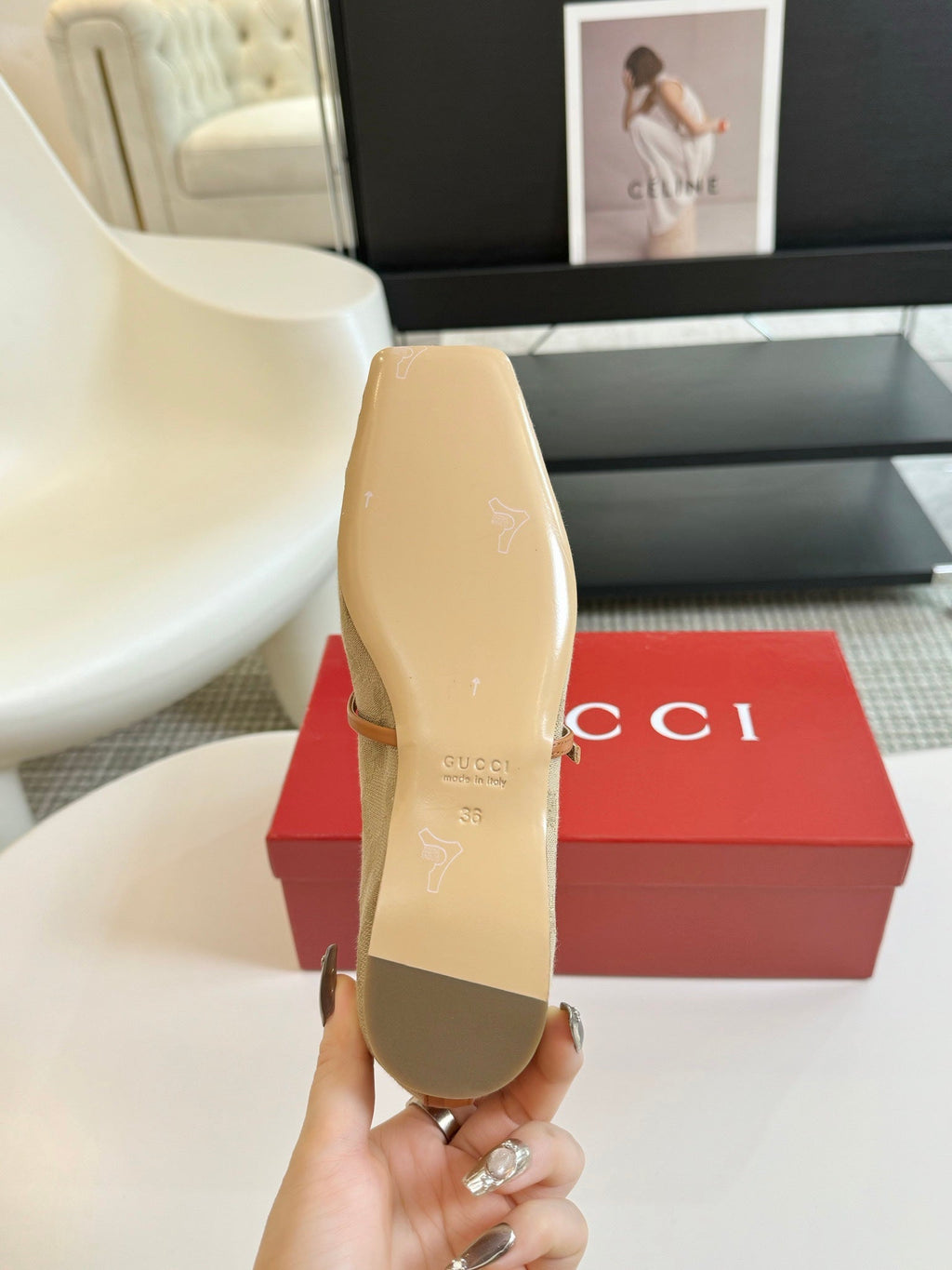 GUCCI BALLET FLAT TORTILLA FABRIC