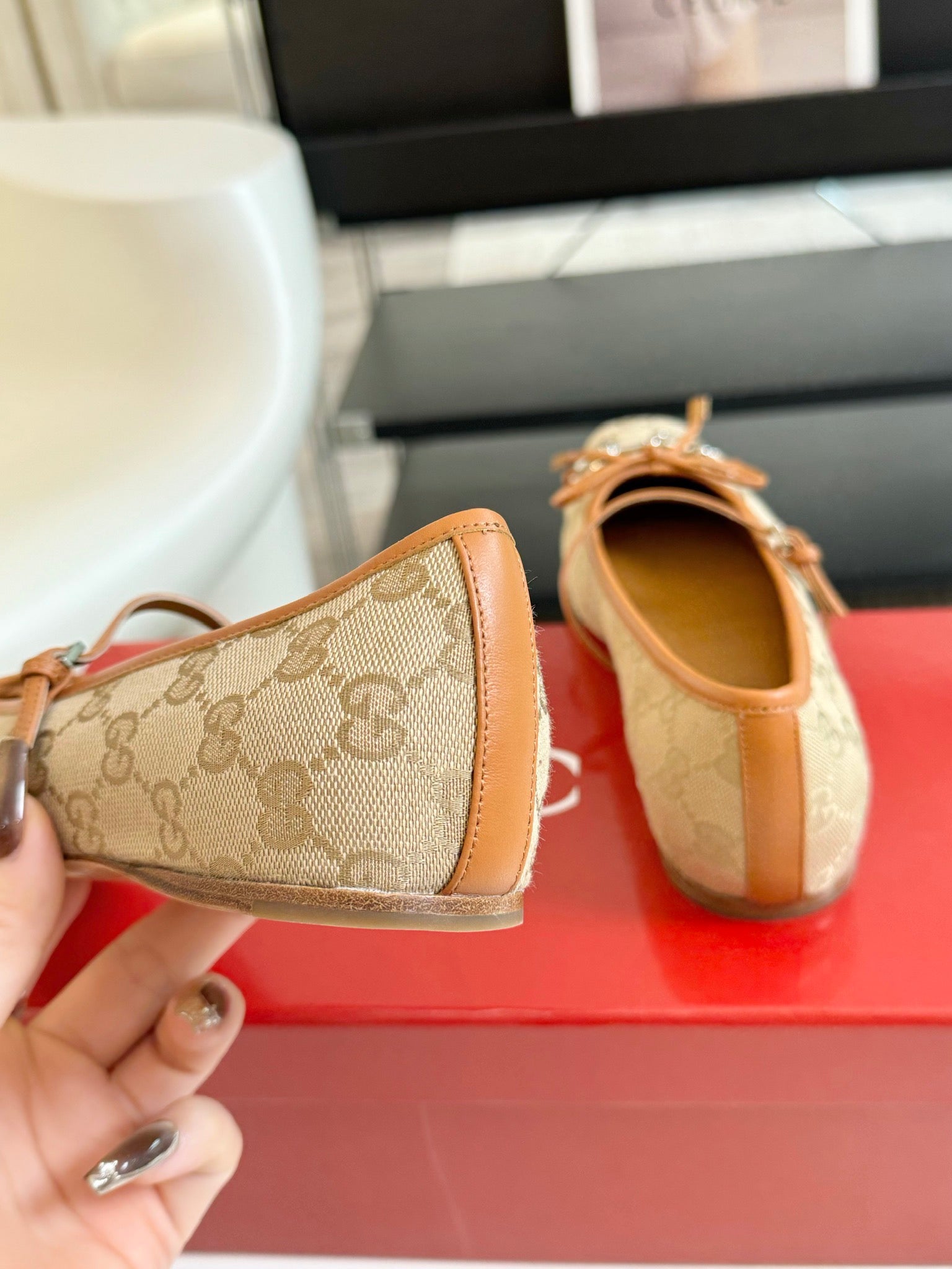 GUCCI BALLET FLAT TORTILLA FABRIC