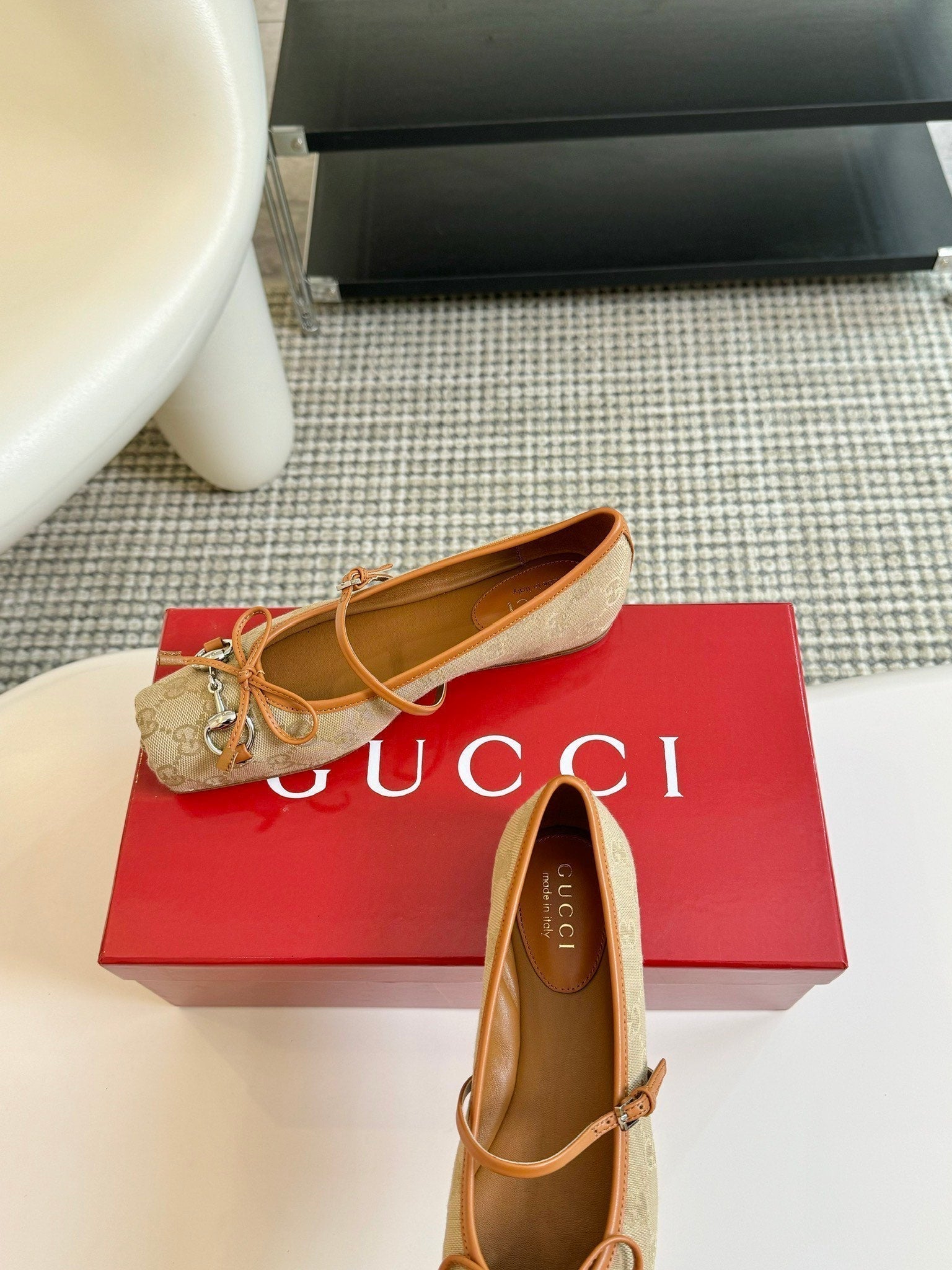 GUCCI BALLET FLAT TORTILLA FABRIC