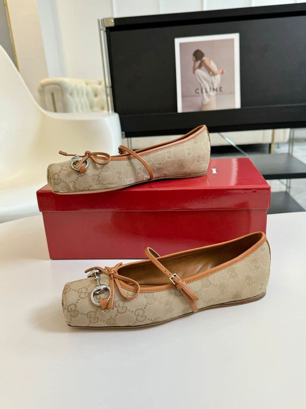 GUCCI BALLET FLAT TORTILLA FABRIC