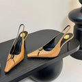 LOUIS VUITTON BABYLONE BRETEUIL SLINGBACK 85 MM PUMPS IN PEANUT BROWN SMOOTH LEATHER