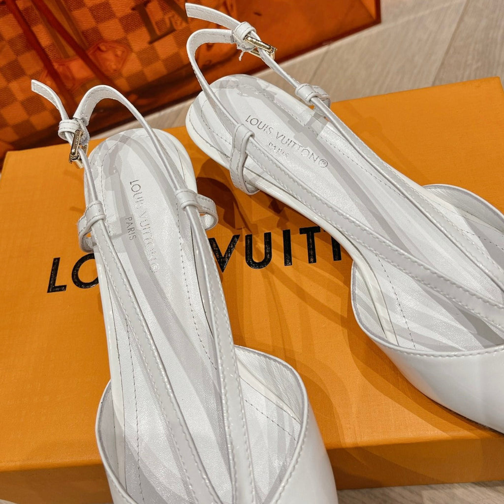 LOUIS VUITTON LV LOW HEEL SLINGBACK WHITE
