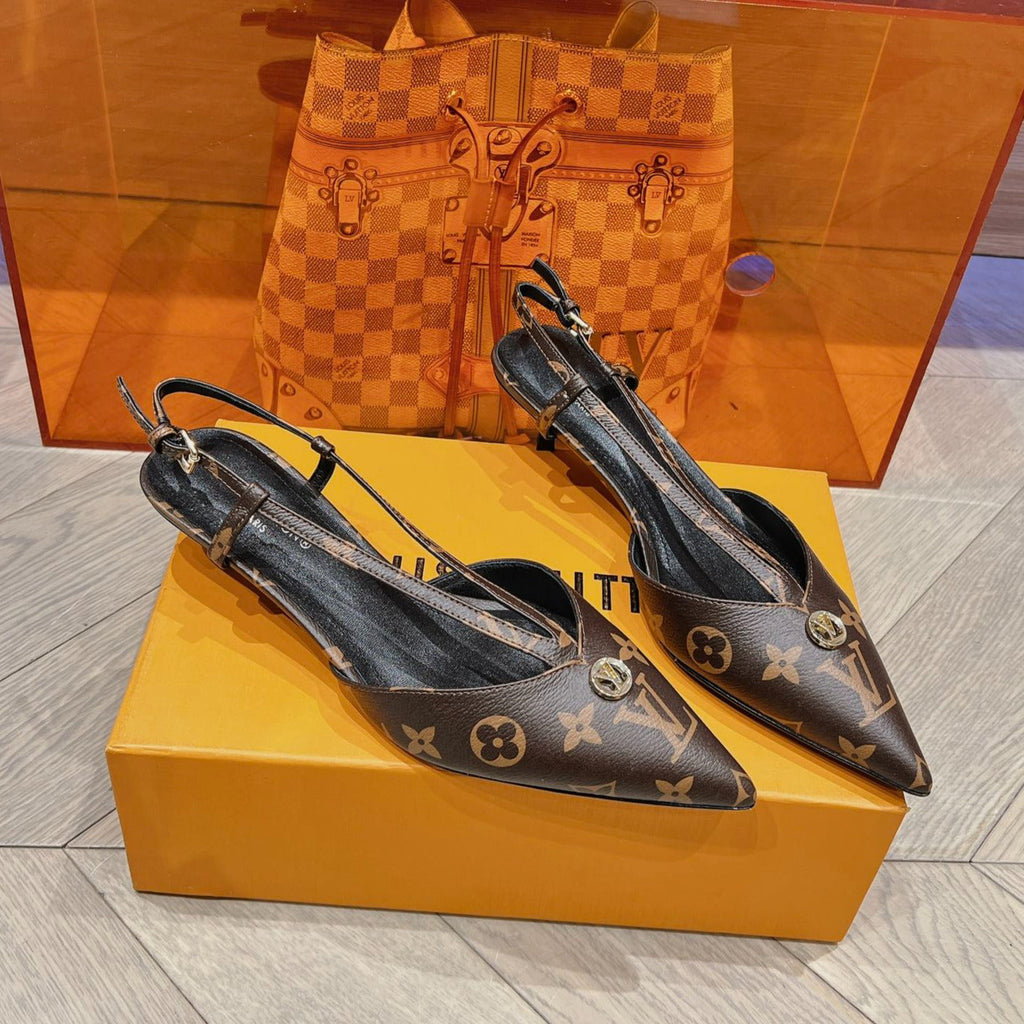LOUIS VUITTON LV LOW HEEL SLINGBACK MONOGRAM CANVAS