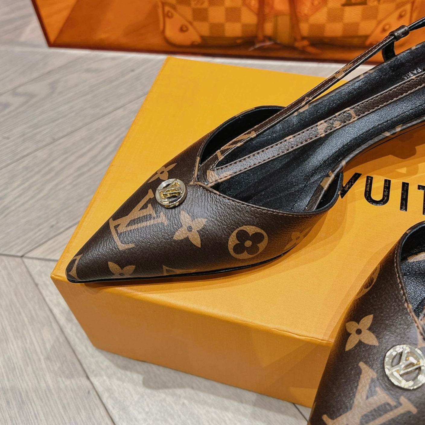 LOUIS VUITTON LV LOW HEEL SLINGBACK MONOGRAM CANVAS