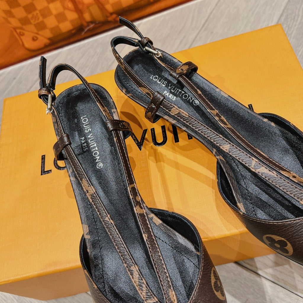 LOUIS VUITTON LV LOW HEEL SLINGBACK MONOGRAM CANVAS