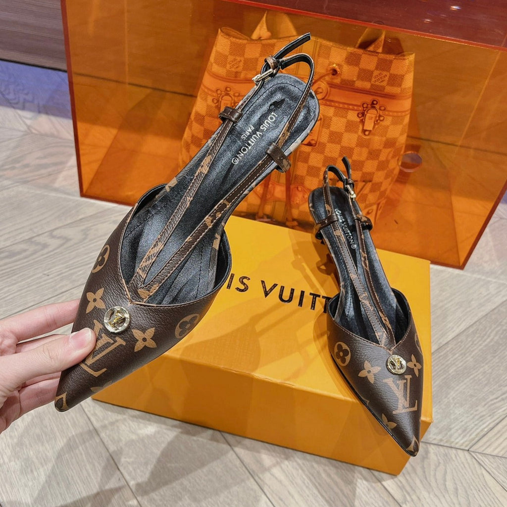 LOUIS VUITTON LV LOW HEEL SLINGBACK MONOGRAM CANVAS