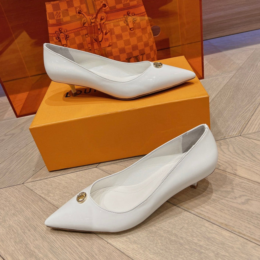 LOUIS VUITTON LV SINGLE LOW HEEL PUMP WHITE