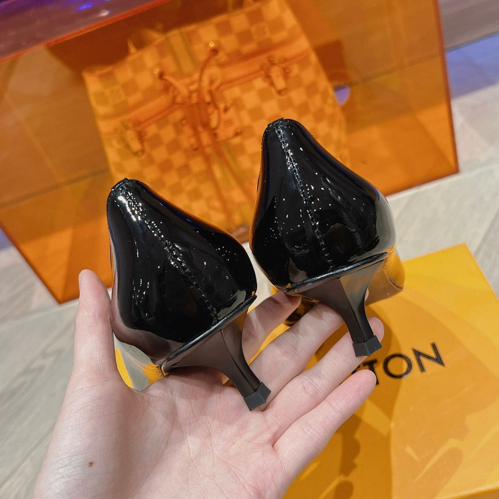 LOUIS VUITTON LV SINGLE LOW HEEL PUMP SHINY BLACK
