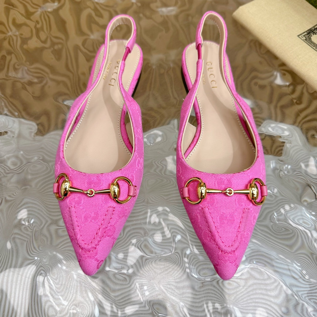 GUCCI WOMEN'S SLIDE SANDAL WITH CROSS BRIGHT PINK CANVAS