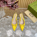 GUCCI WOMEN'S HORSEBIT SLINGBACK PUMP LEMON CANVAS