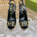 GUCCI SANDAL WITH PLATFORM AND CLAMP BLACK LAMBSKIN