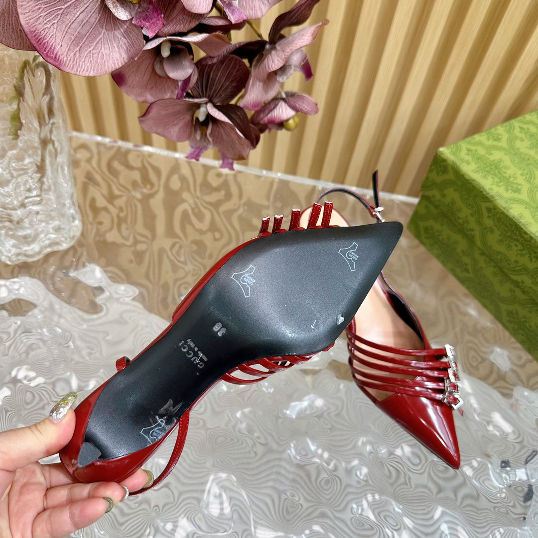 GUCCI SLINGBACK PUMP 6 CM IN BLOOD RED GLOSSY CALFSKIN