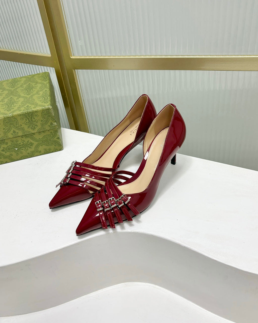 GUCCI HIGH PUMP 6 CM IN CRIMSON RED CALFSKIN
