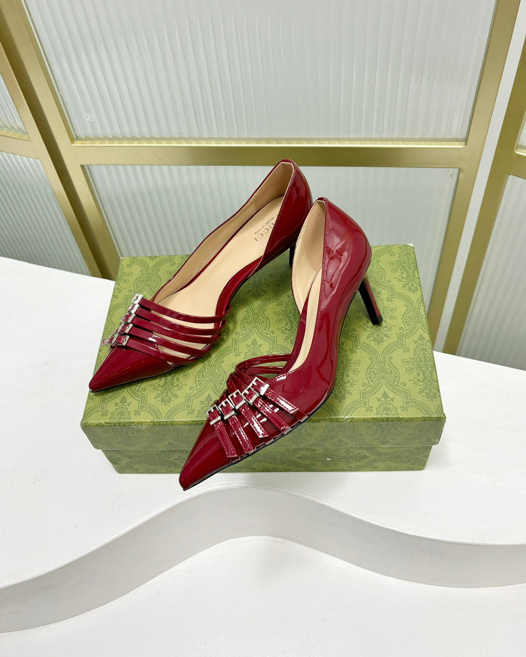 GUCCI HIGH PUMP 6 CM IN CRIMSON RED CALFSKIN