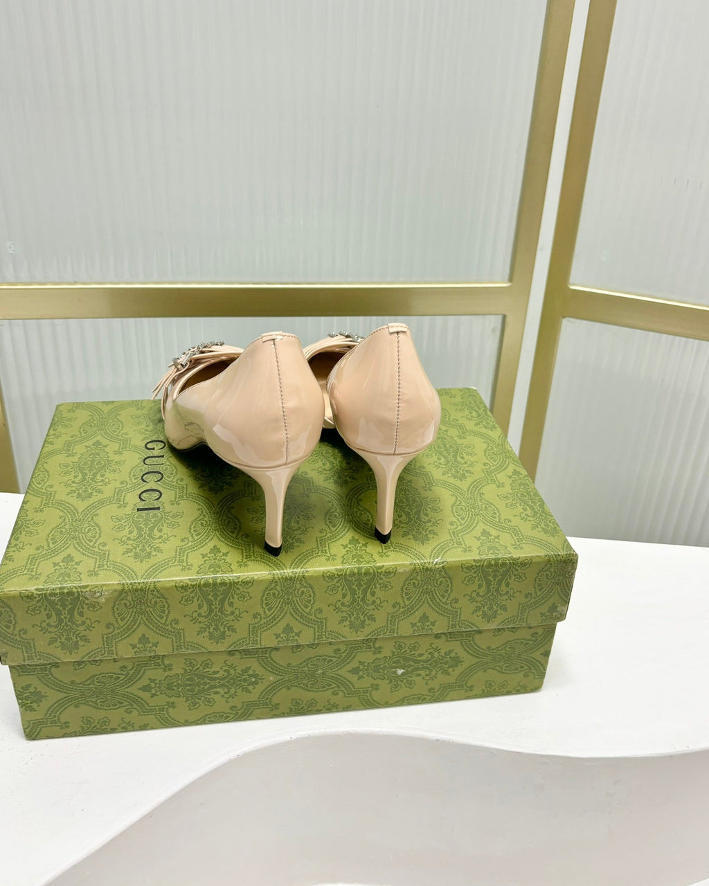 GUCCI HIGH PUMP 6 CM IN TAN BEIGE CALFSKIN