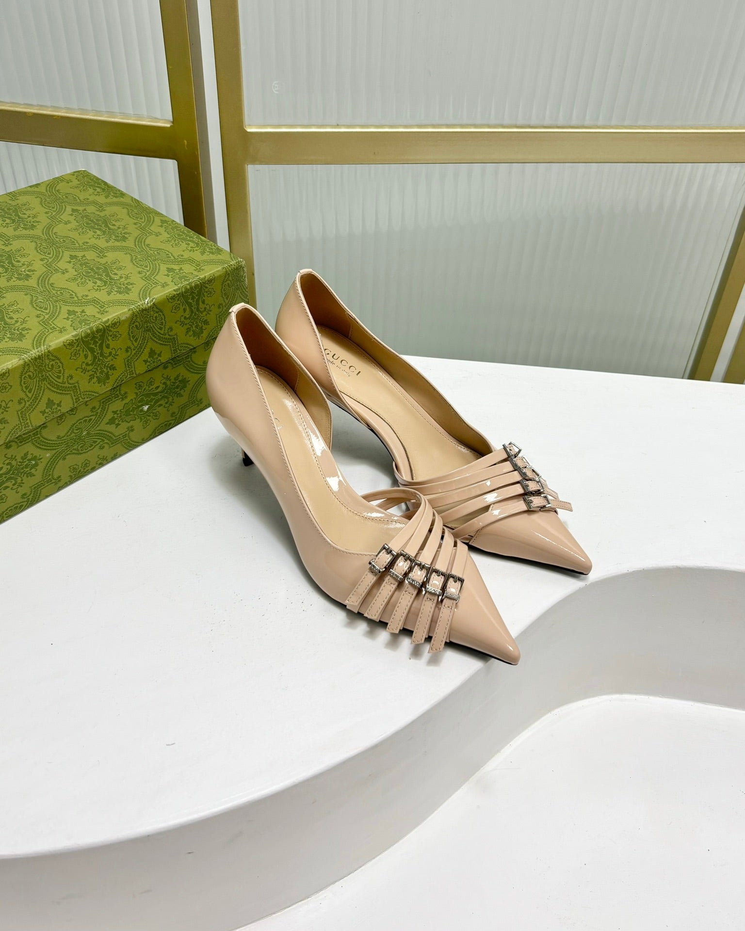 GUCCI HIGH PUMP 6 CM IN TAN BEIGE CALFSKIN