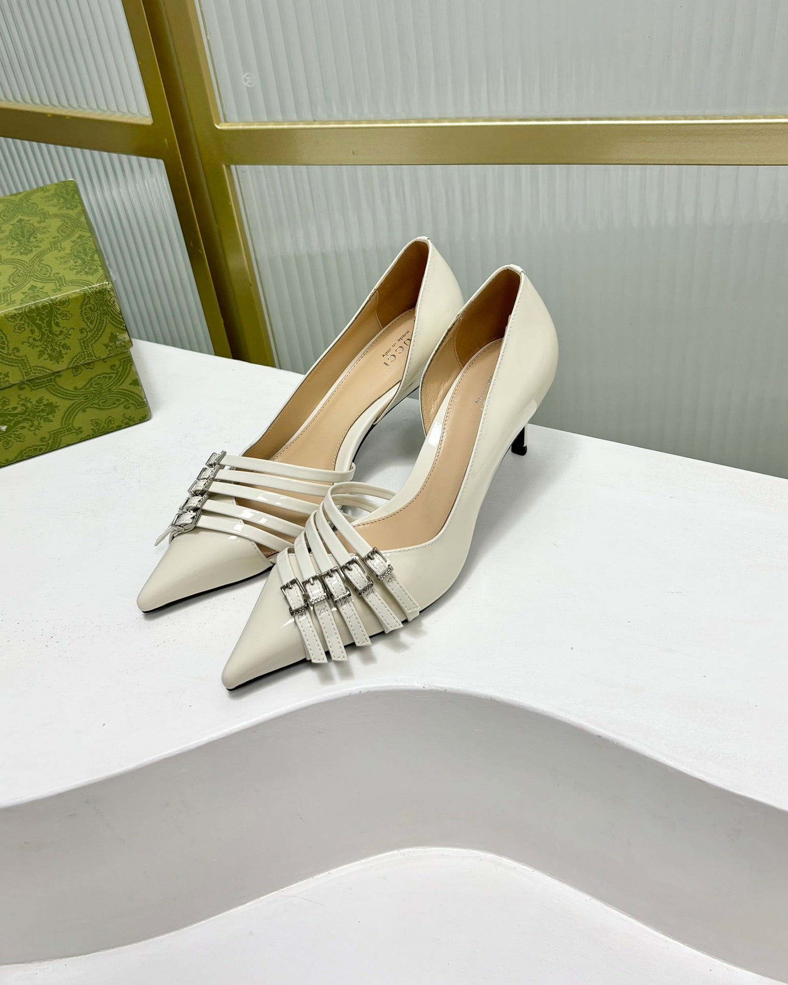 GUCCI HIGH PUMP 6 CM IN WHITE CALFSKIN