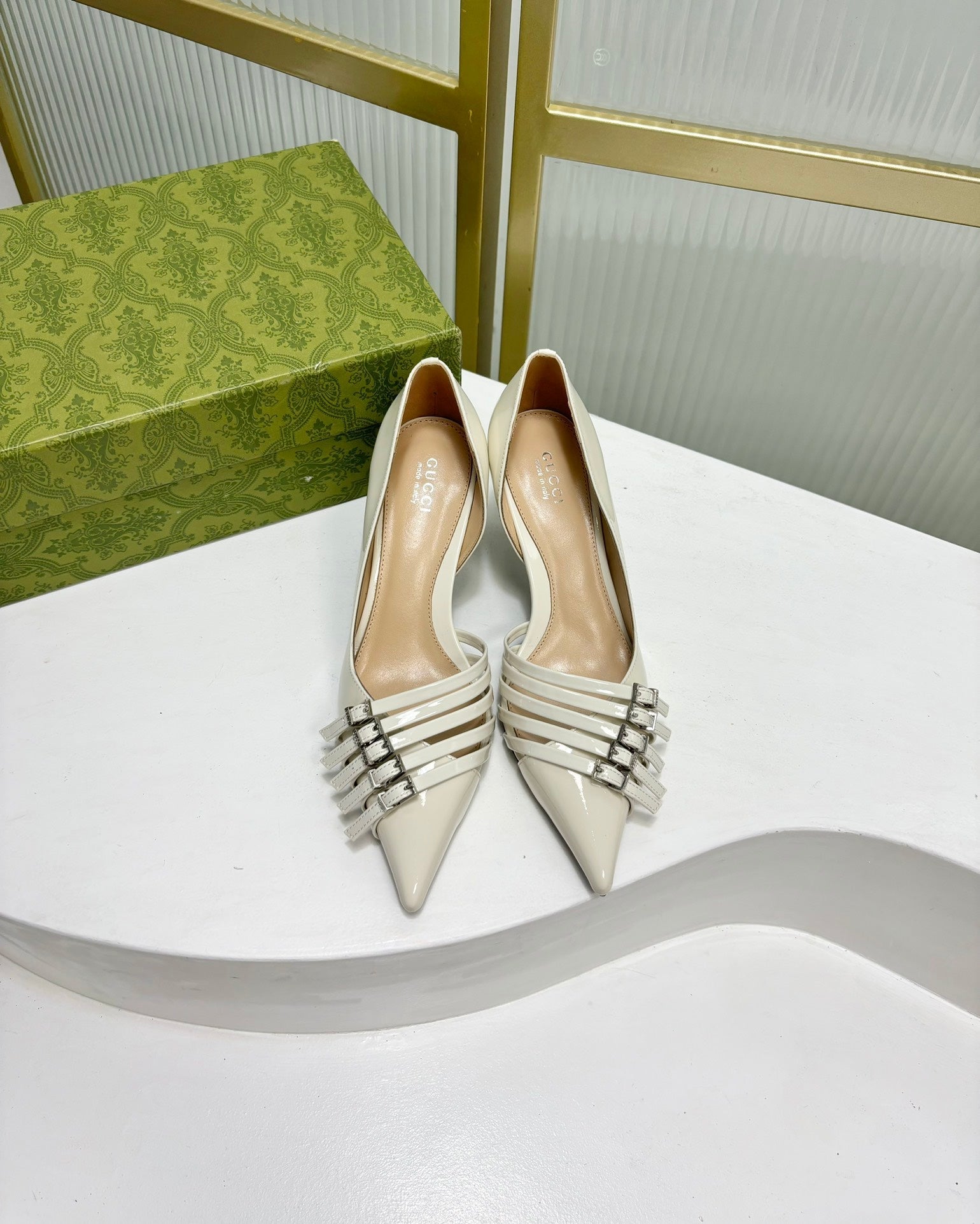 GUCCI HIGH PUMP 6 CM IN WHITE CALFSKIN
