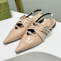 GUCCI STRAPPY FLAT SLINGBACK IN BEIGE CREAM GLOSSY CALFSKIN
