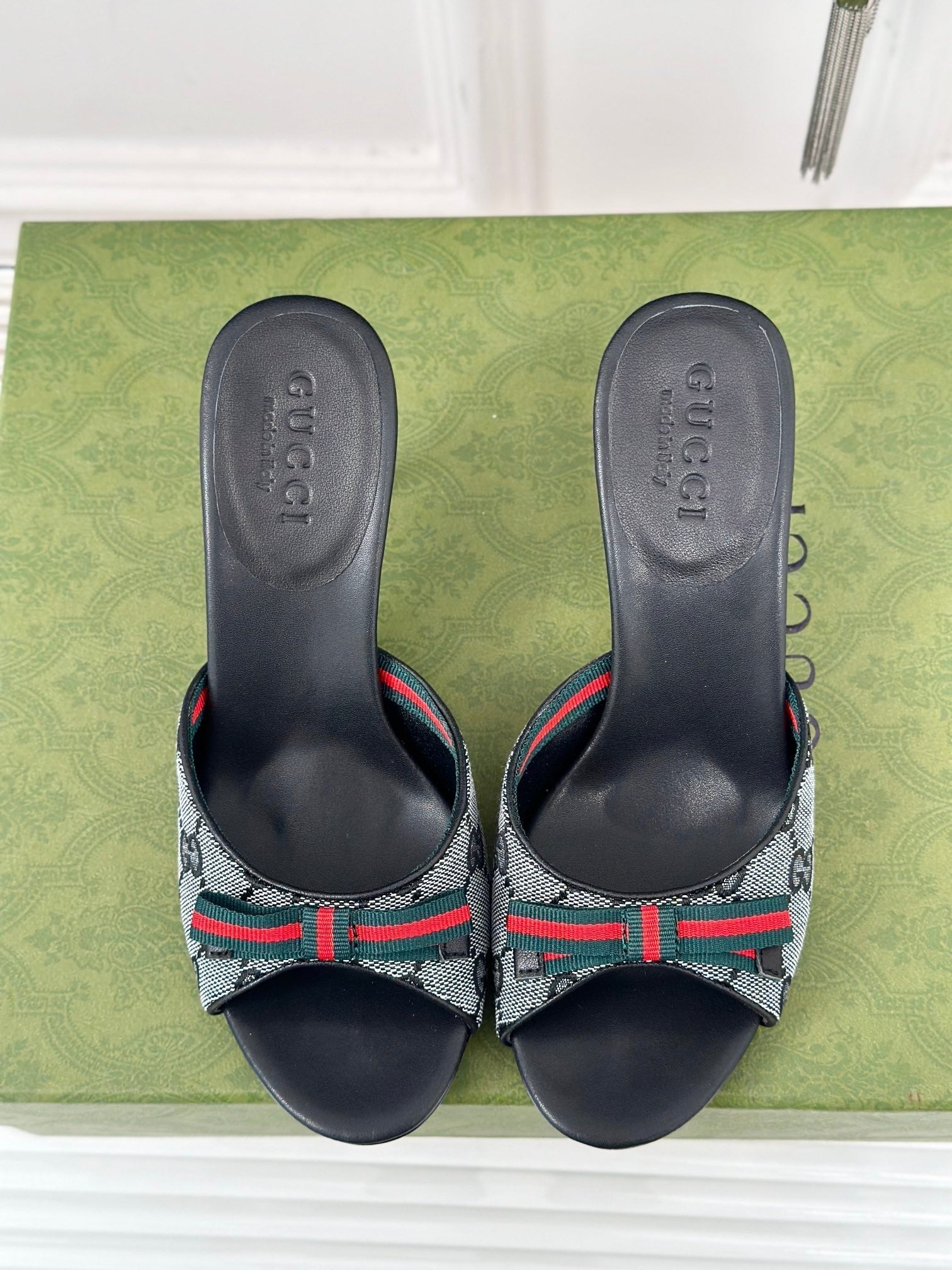 GUCCI Vintage High Heel Slippers Black