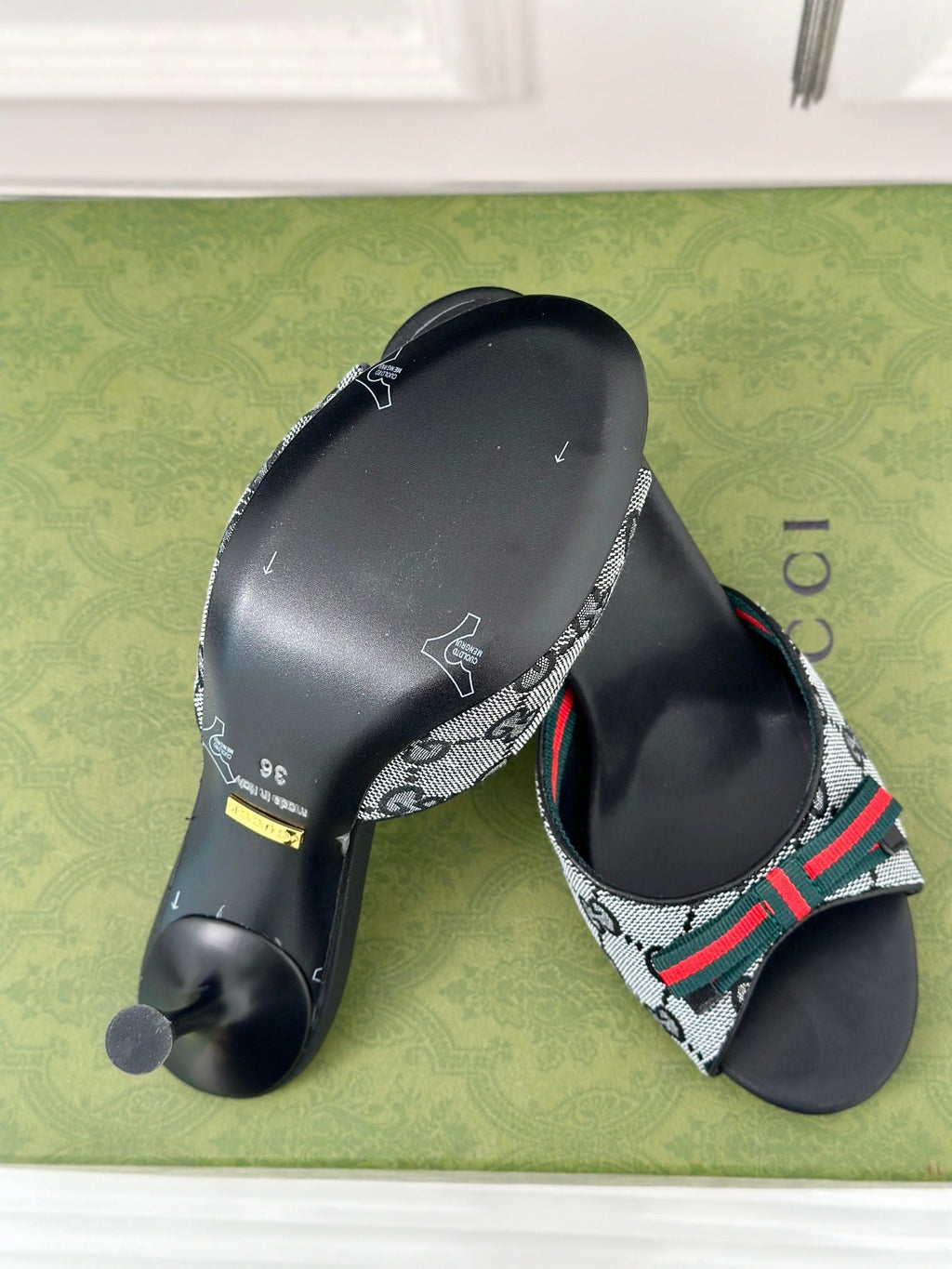 GUCCI Vintage High Heel Slippers Black