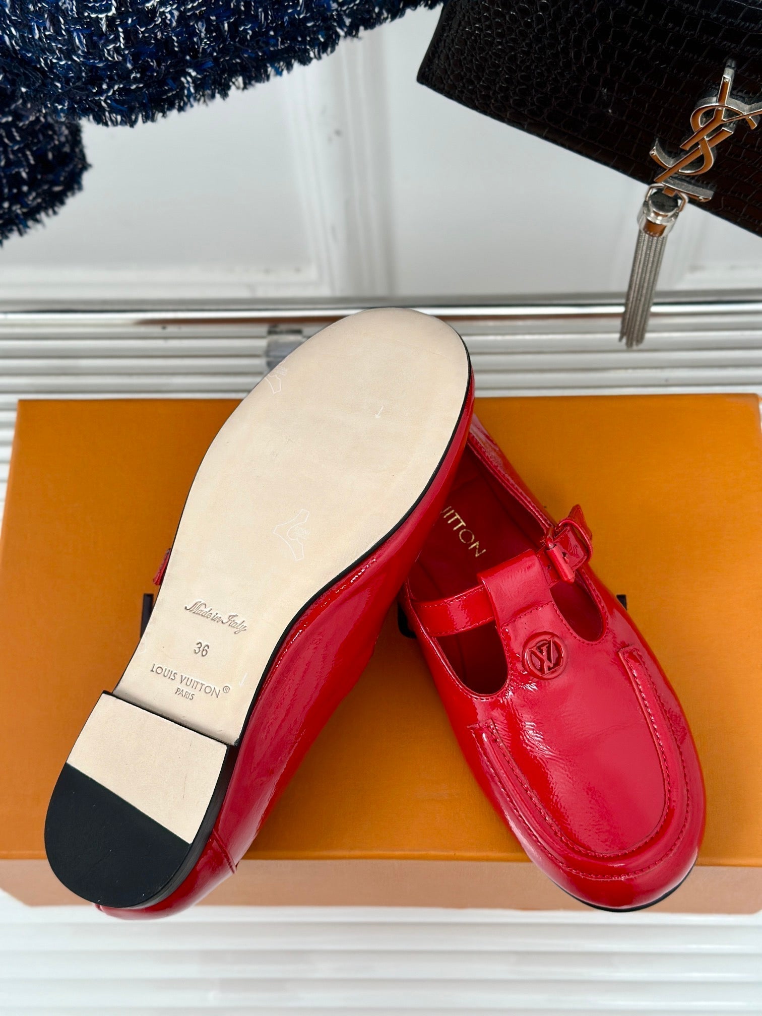LOUIS VUITTON LV WOMEN SOHO FLAT MARY JANE IN CHERRY RED CALFSKIN
