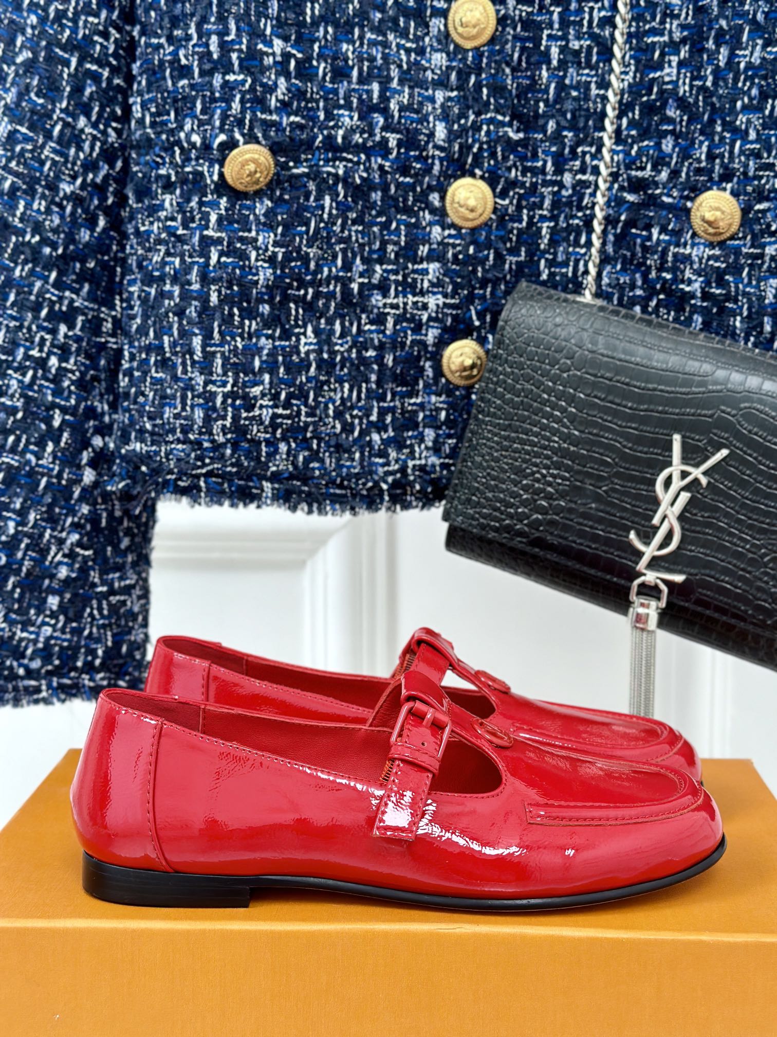 LOUIS VUITTON LV WOMEN SOHO FLAT MARY JANE IN CHERRY RED CALFSKIN
