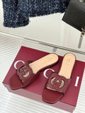 GUCCI SLIDE SANDALS IN RED CALFSKIN