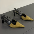 LOUIS VUITTON HIGH SLINGBACKS POINTED-TOE IN METALLIC GOLD LAMBSKIN WITH CRYSTALS