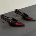 LOUIS VUITTON LEE SLINGBACK PUMPS 75 MM IN BURGUNDY RED PATENT CALFSKIN