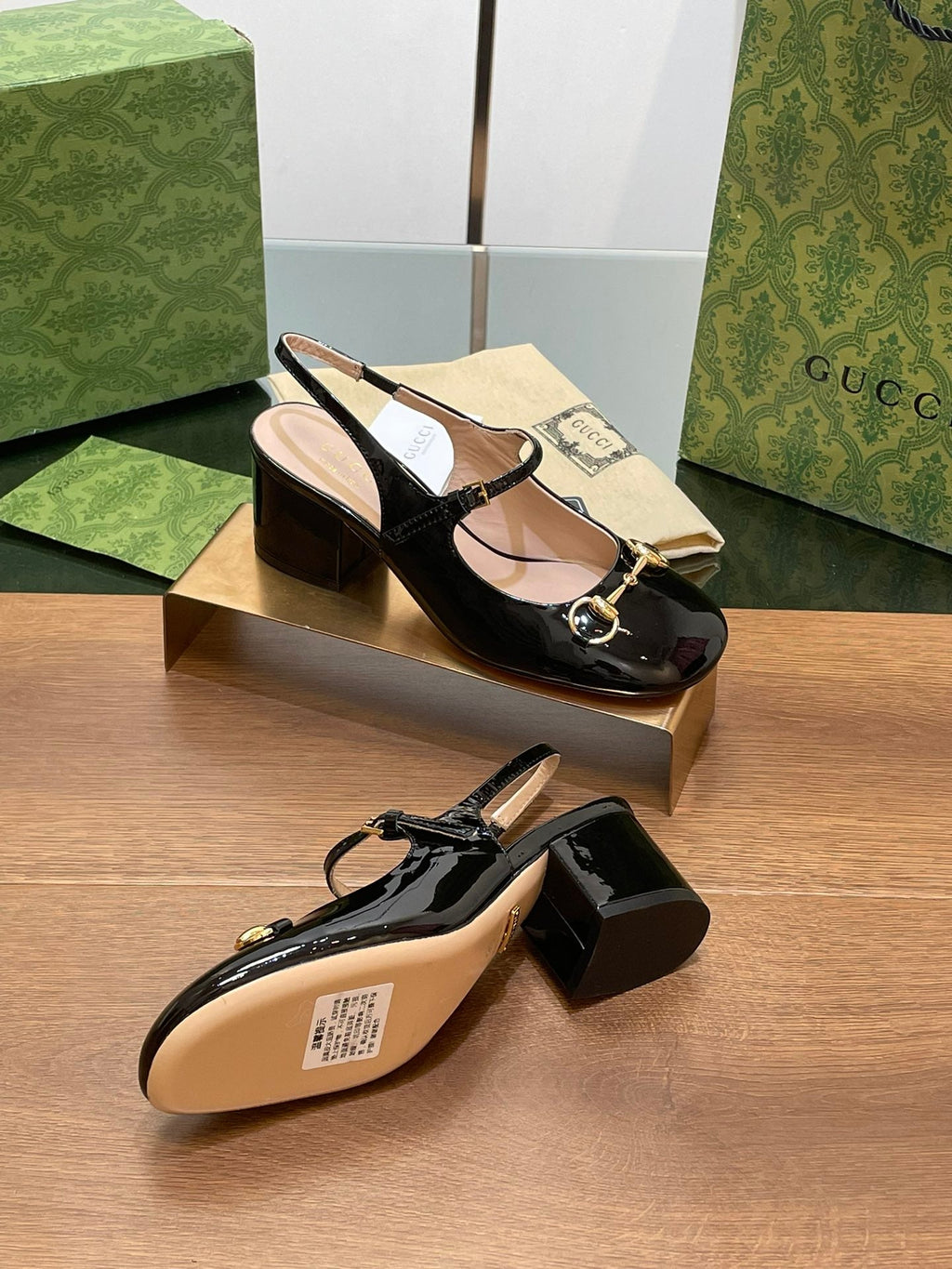 GUCCI HORSEBIT PUMP BLACK GLOSSY LAMBSKIN