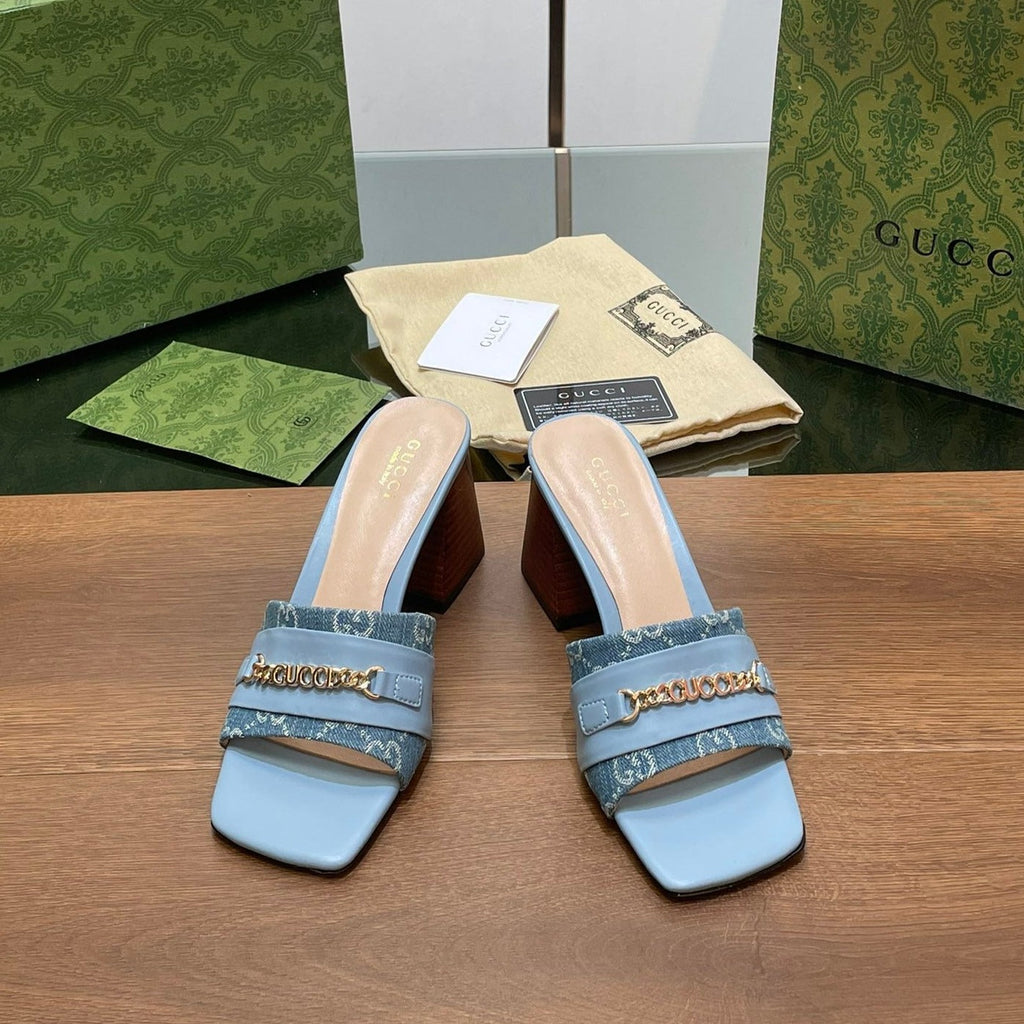 GUCCI SIGNORIA SLIDE SANDAL SKY DENIM