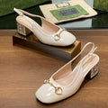 GUCCI WOMEN'S HORSEBIT SLINGBACK 55MM IN WHITE CALFSKIN WITH RHINSTONES