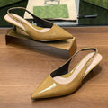 GUCCI HIGH SLINGBACK 4.5 CM IN DIJON YELLOW GLOSSY CALFSKIN WITH GOLD HARDWARE