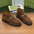 GUCCI WOMEN'S HORSEBIT ANKLE BOOT IN DARK BROWN SUEDE