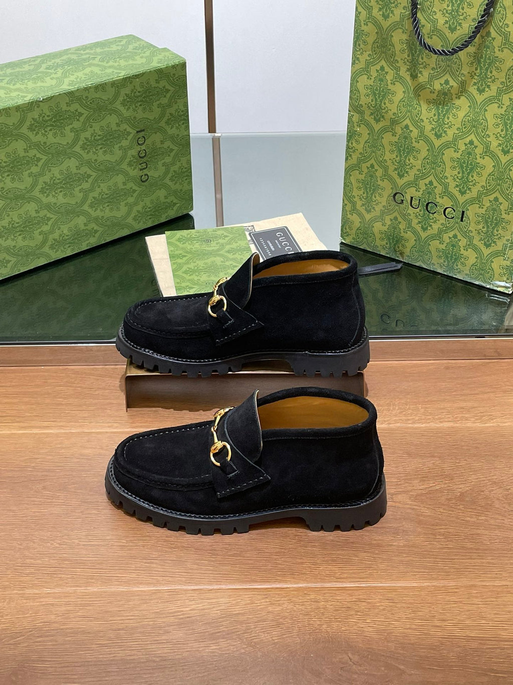 GUCCI WOMEN'S HORSEBIT ANKLE BOOT IN BLACK SUEDE