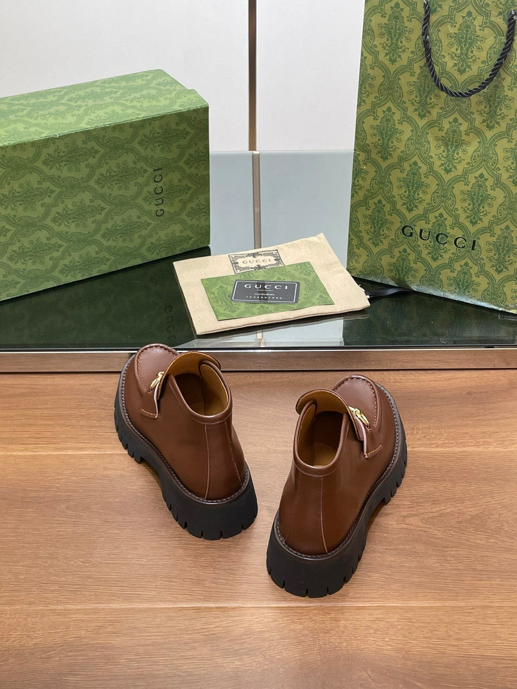 GUCCI HORSEBIT ANKLE BOOTS 4.5CM IN RUSSET BROWN CALFSKIN