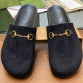 GUCCI HORSEBIT MULE IN BLACK EMBOSSED SUEDE AND SHEEPSKIN LINING