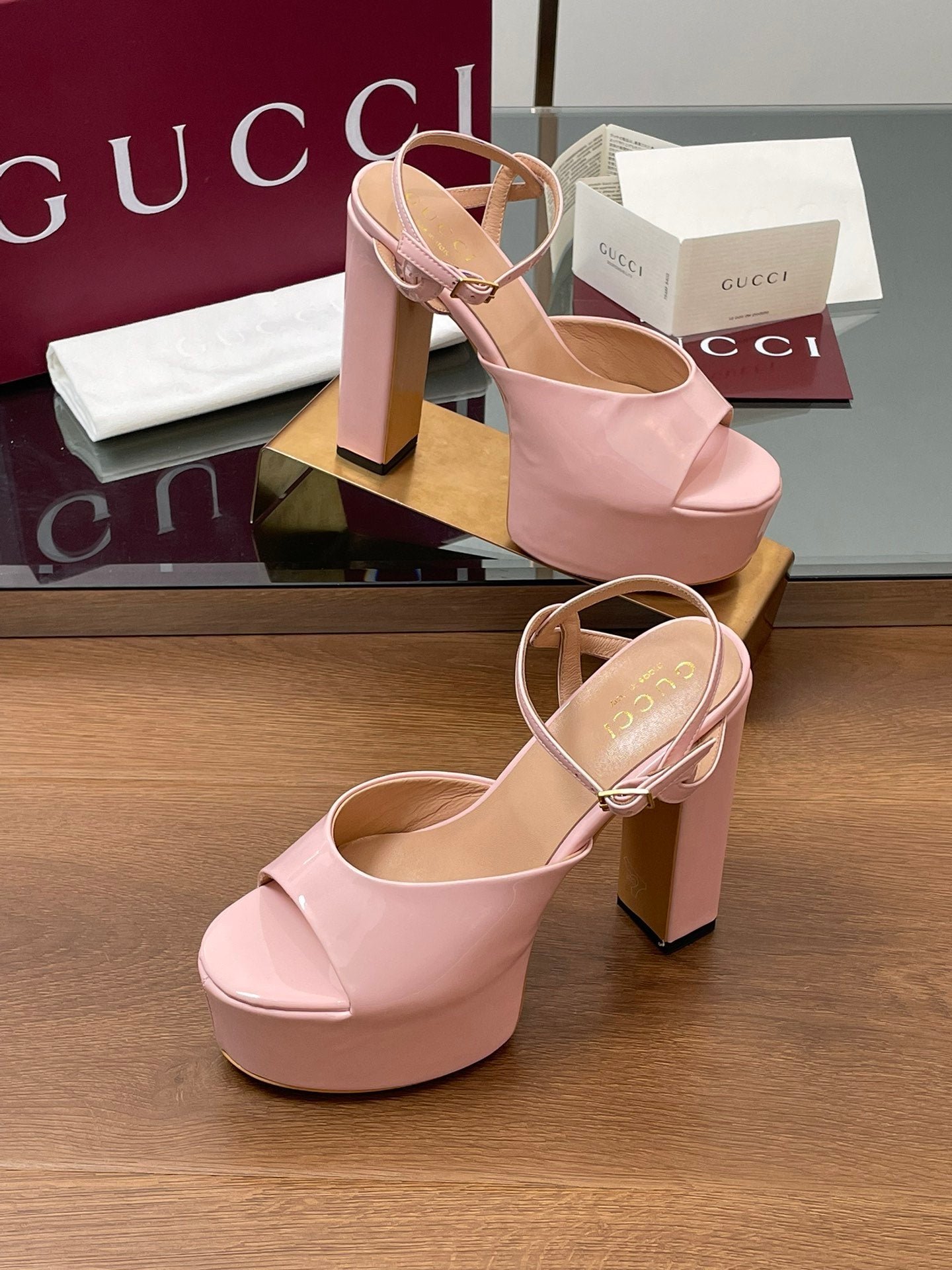 GUCCI HIGH HEEL SANDALS 13 CM IN LIGHT PINK LAMBSKIN