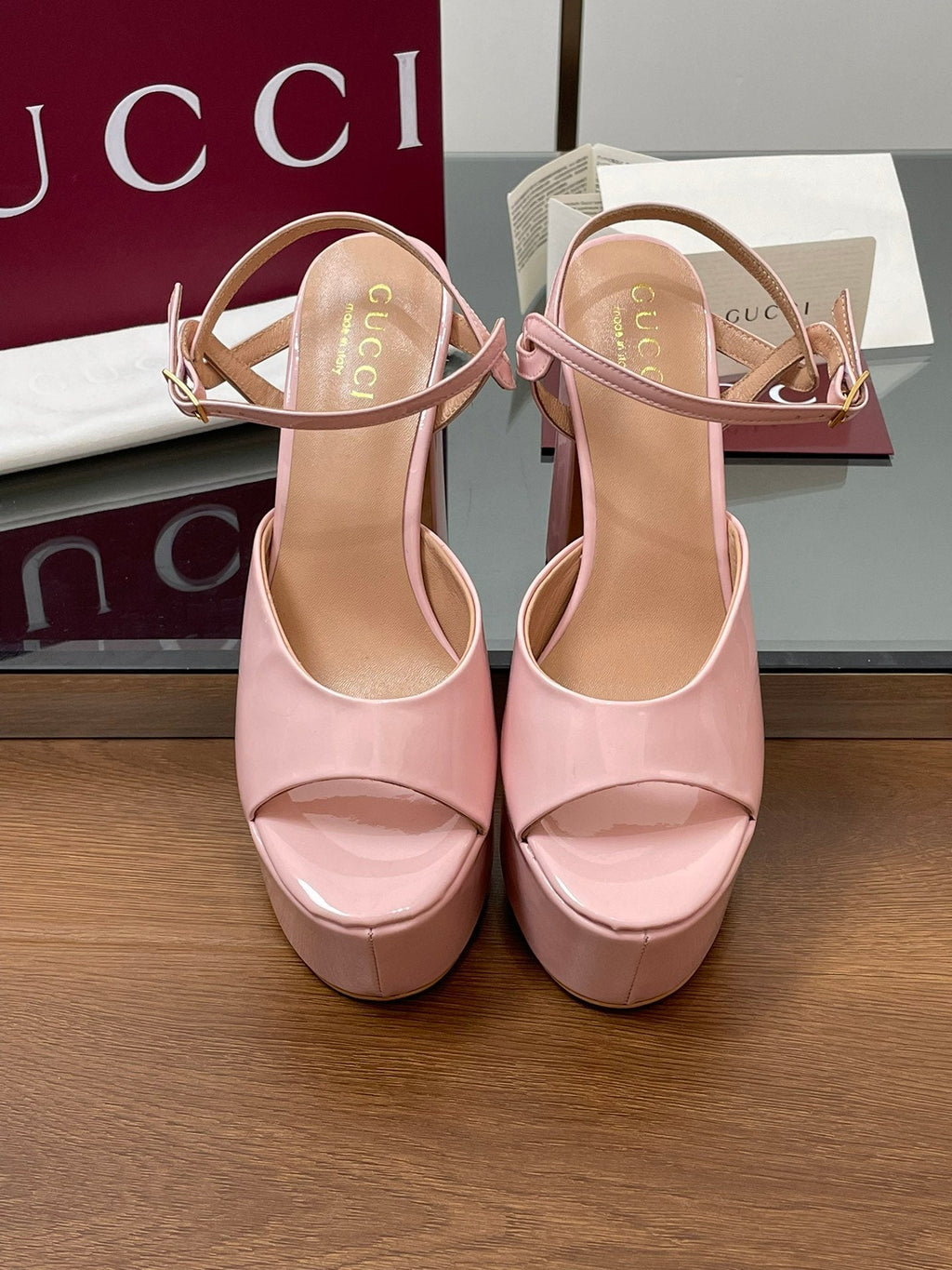 GUCCI HIGH HEEL SANDALS 13 CM IN LIGHT PINK LAMBSKIN