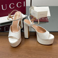 GUCCI HIGH HEEL SANDALS 13 CM IN WHITE LAMBSKIN