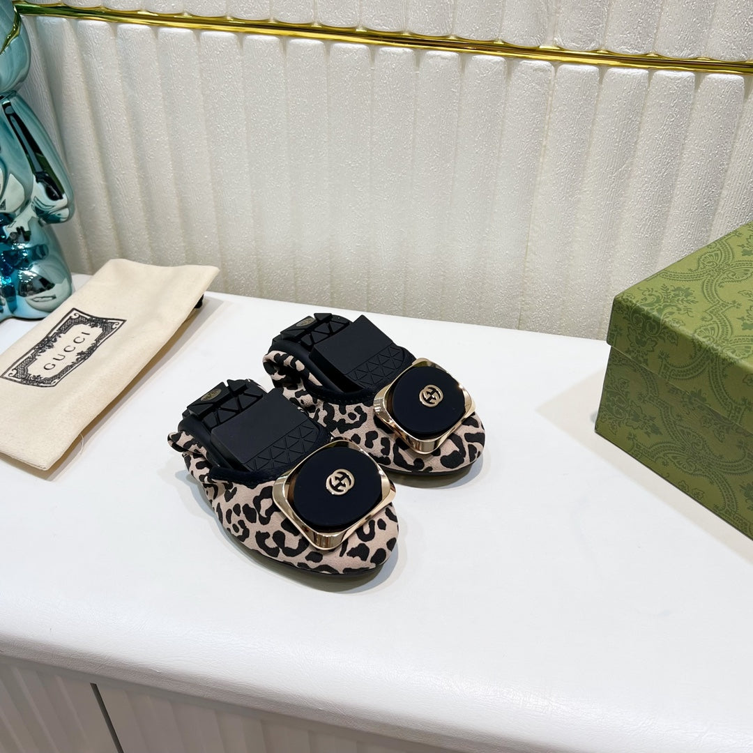 GUCCI BALLET SUPER SLIM LEOPARD PATTERN LAMBSKIN