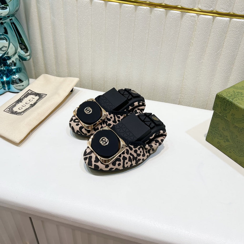 GUCCI BALLET SUPER SLIM LEOPARD PATTERN LAMBSKIN