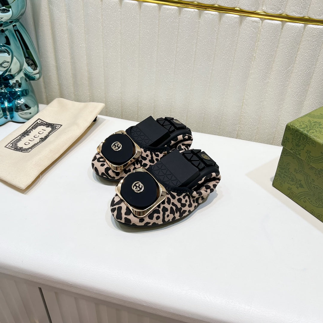 GUCCI BALLET SUPER SLIM LEOPARD PATTERN LAMBSKIN