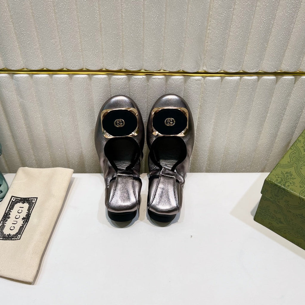 GUCCI BALLET SUPER SLIM SILVER LAMBSKIN