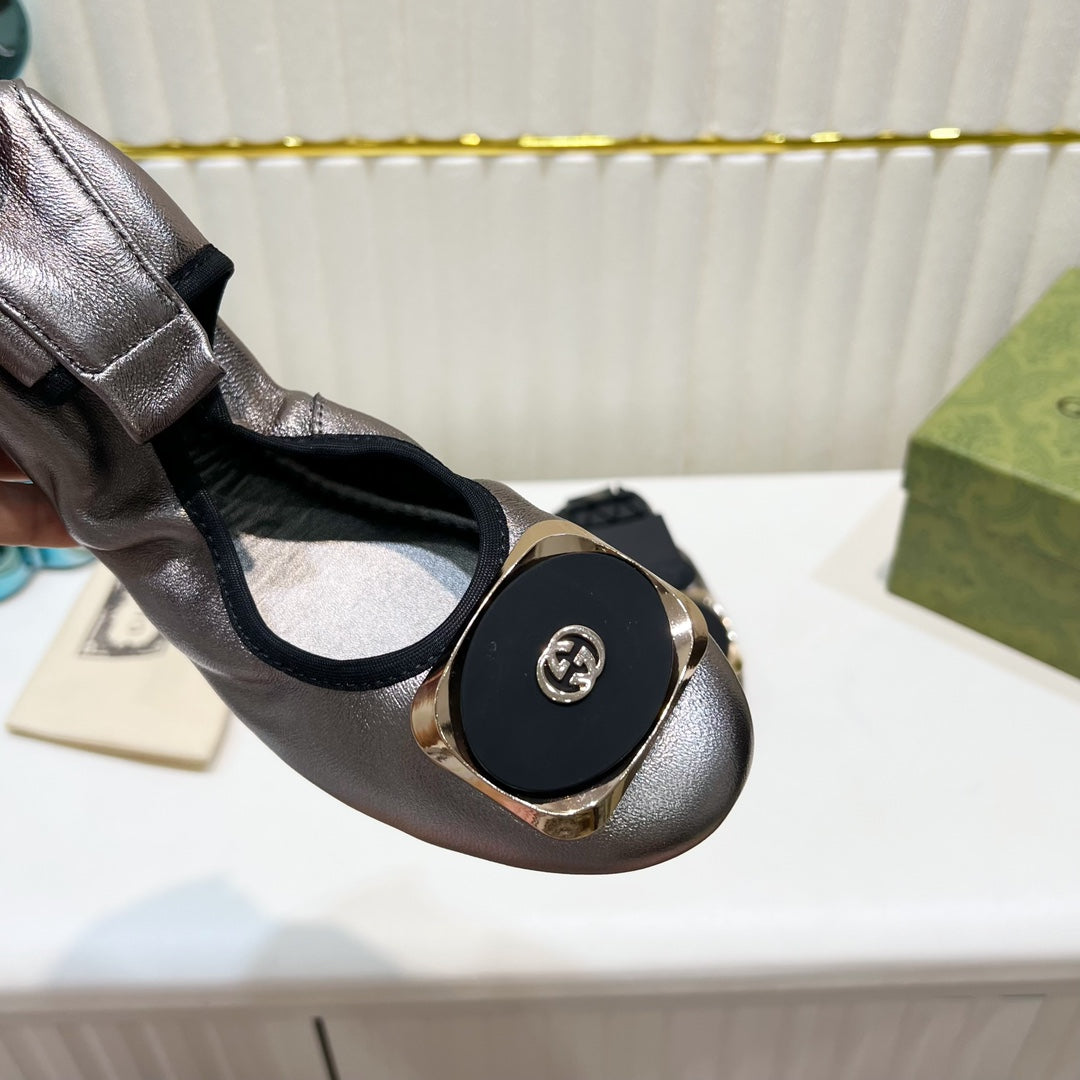 GUCCI BALLET SUPER SLIM SILVER LAMBSKIN