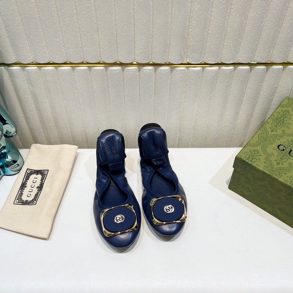 GUCCI BALLET SUPER SLIM NAVY LAMBSKIN