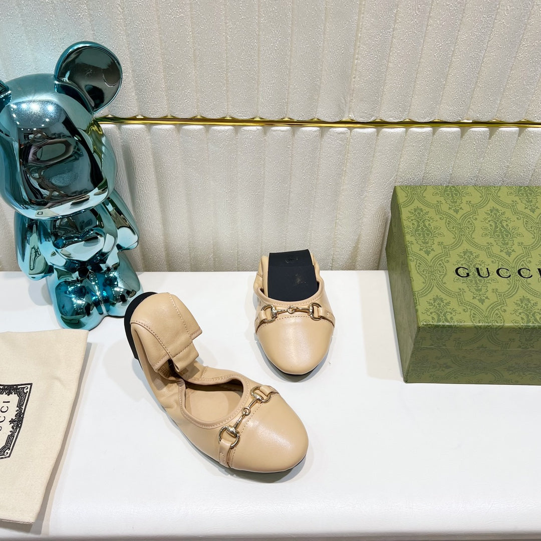 GUCCI BALLET SUPER SLIM BUCKLE CREAM LAMBSKIN