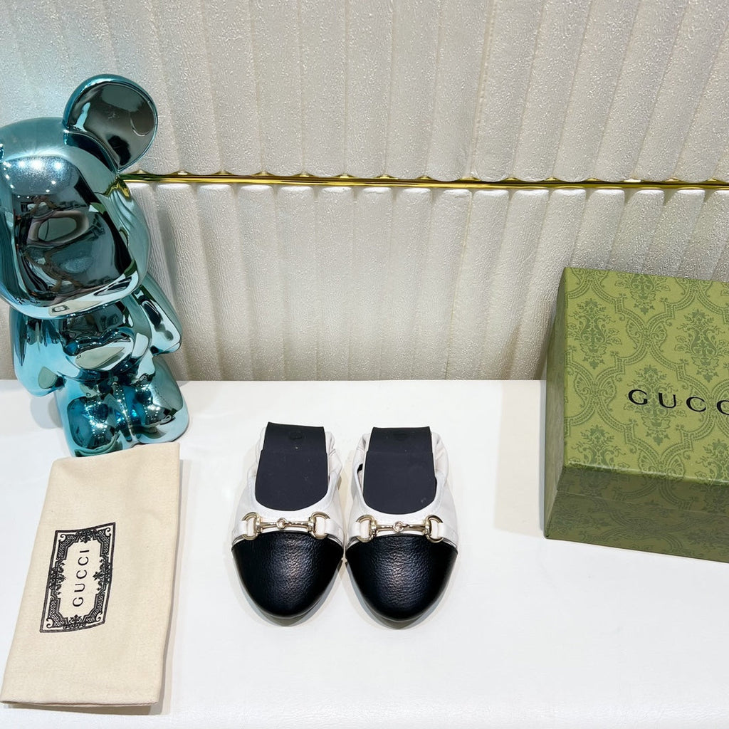 GUCCI BALLET SUPER SLIM BUCKLE BLACK AND WHITE LAMBSKIN